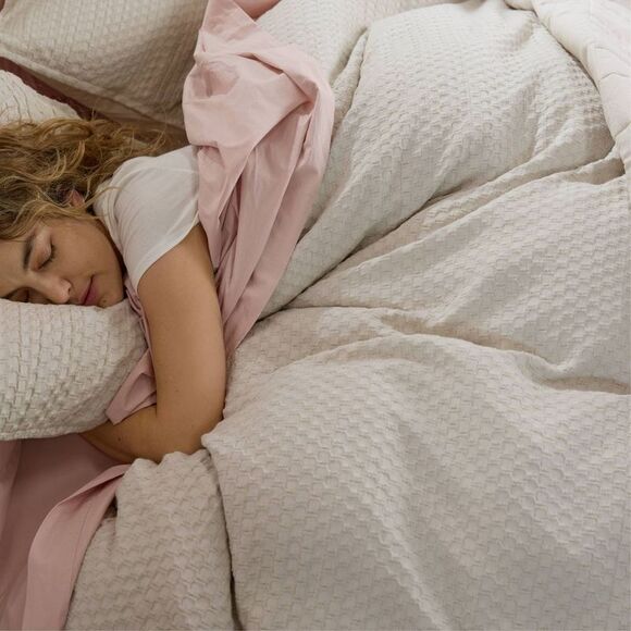 Parachute - Full/Queen Honeycomb Cotton Duvet Cover & Sham Set Parchment - Picture 3 of 4